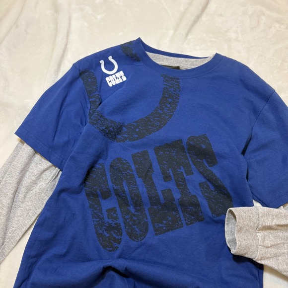 Reebok Indianapolis Colts Double Layer T Shirt Mens XL Blue Gray NFL Football - Picture 2 of 4